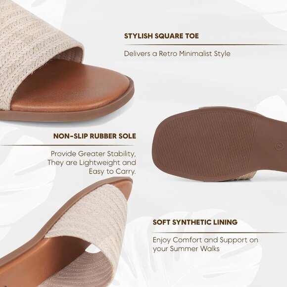 Slides Sandals for Women Slip On Flat Sandals - Picture 3 of 6